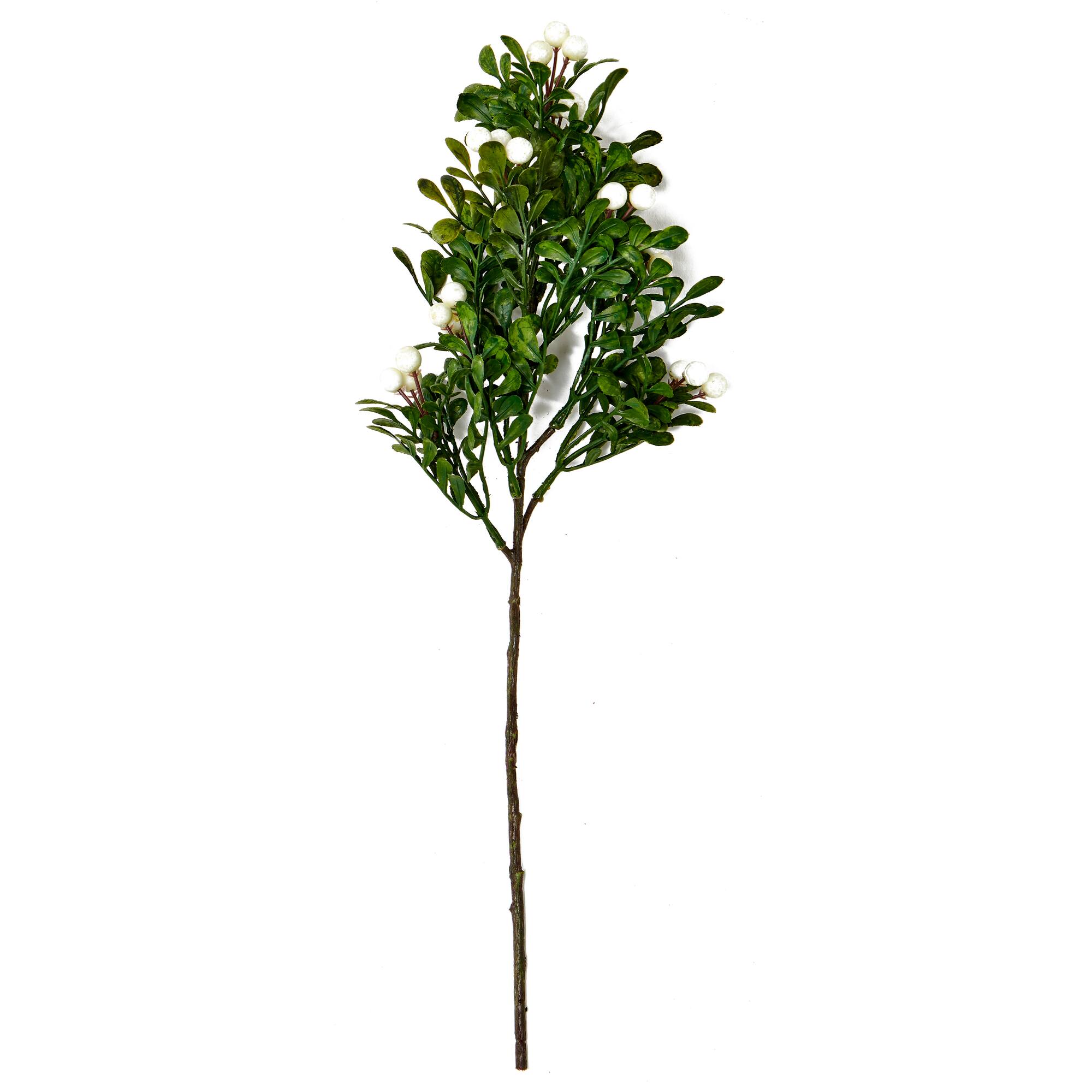 18" White Berries & Boxwood Leaves Artificial Christmas Spray, 6ct.